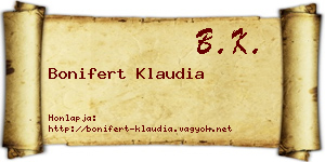 Bonifert Klaudia névjegykártya